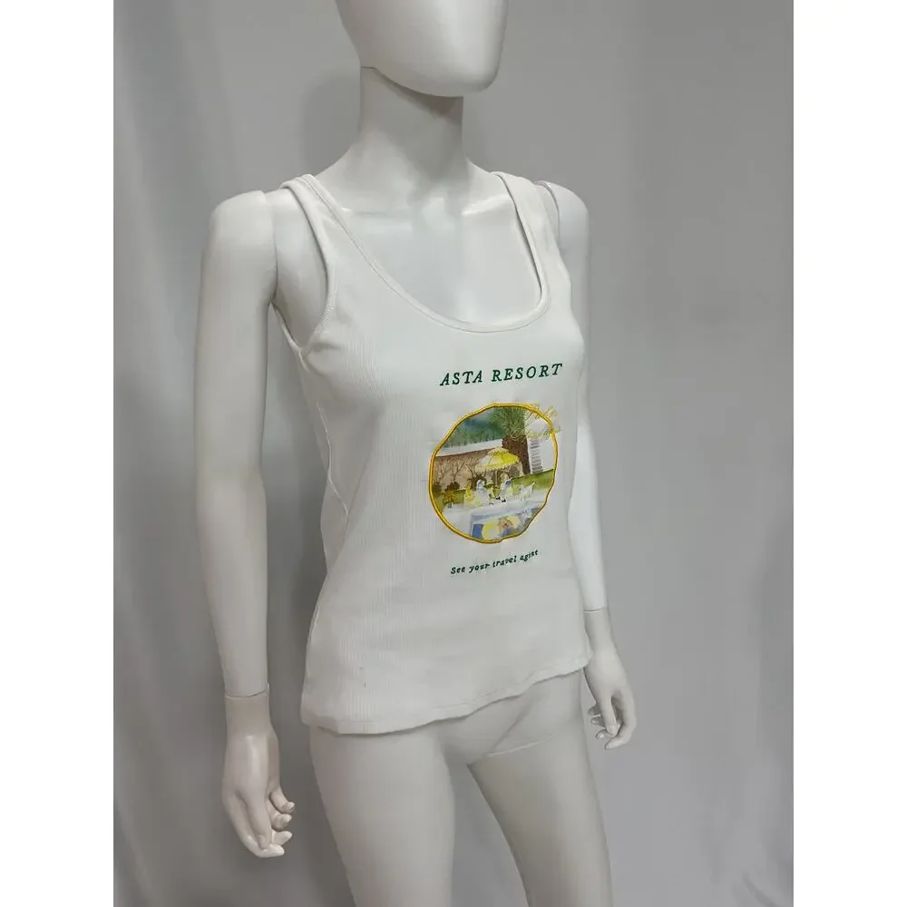 Asta Resort Resort White Palm Springs Embroidered Tank Size OS - Picture 2 of 6